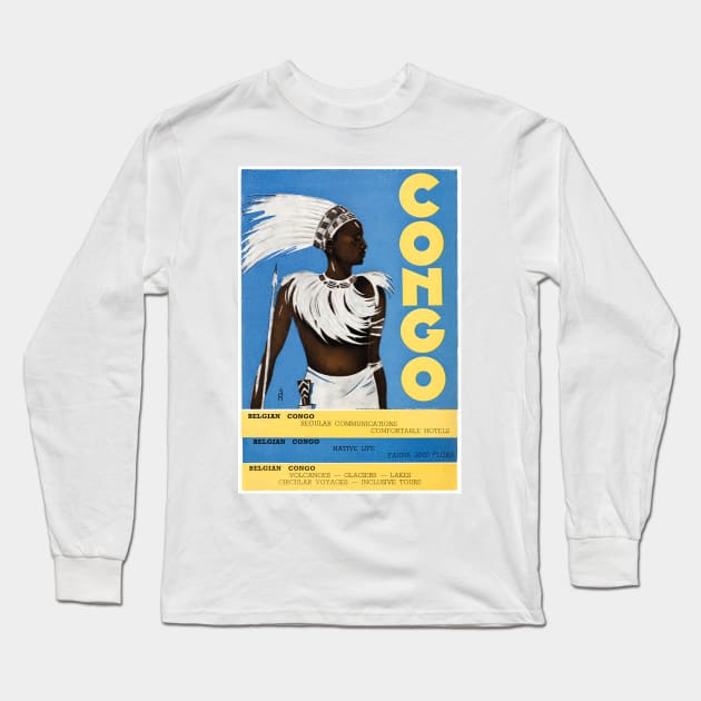 Vintage Travel Poster Congo Long Sleeve T-Shirt by vintagetreasure